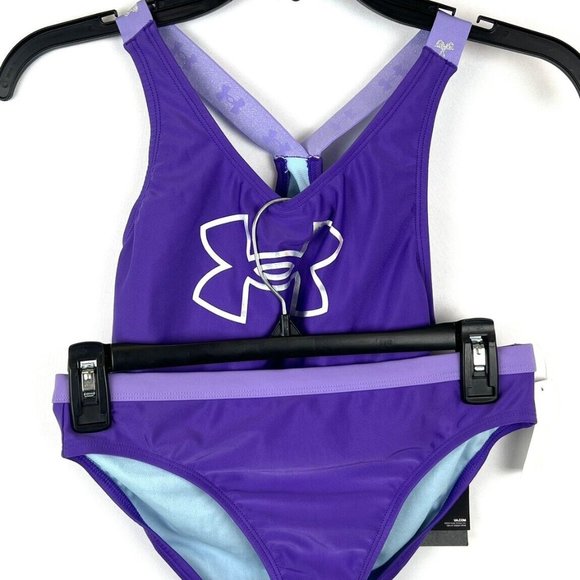 Under Armour Girl’s Purple Two Piece Bikini Swimsuit Set Size 16